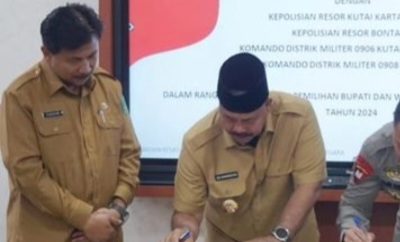 Pemkab Kutai Kartanegara (Kukar) teken NPHD Pengamanan Pemilihan Bupati dan Wakil Bupati Kukar 2024 di Pilkada Tahun ini