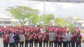Ket. Foto: Suasana Pembukaan Training Center Pra Popnas di Halaman Kadrie Oening Tower, Kantor Dispora Kaltim, Samarinda.