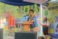 Ket. Foto: Analis Ahli Muda Pemberdayaan Pemuda Dispora Kaltim sekaligus Ketua IPF Samarinda, Hasbar Mara Saat Memberikan Sambutan di Pickleball Open Tournament, Jum'at (15/11/2024)
