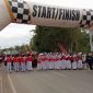 Peserta Gerak Jalan untuk peringati Hari Sumpah Pemuda yang diikuti oleh peserta tingkat SD-SMP di Taman Titik Nol depan Museum Mulawarman Tenggarong, Rabu (20/11/24).