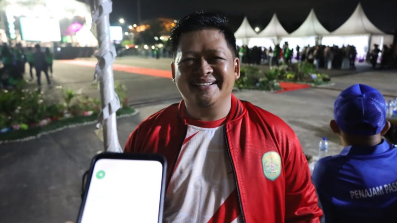Kepala Dispora Kukar Aji Ali Husni saat menghadiri acara Pembukaan Pekan Olahraga Provinsi (Porprov) Korpri III/2024 Kaltim di Lapangan Gentung Temiang, Paser, Ahad (1/12) malam.