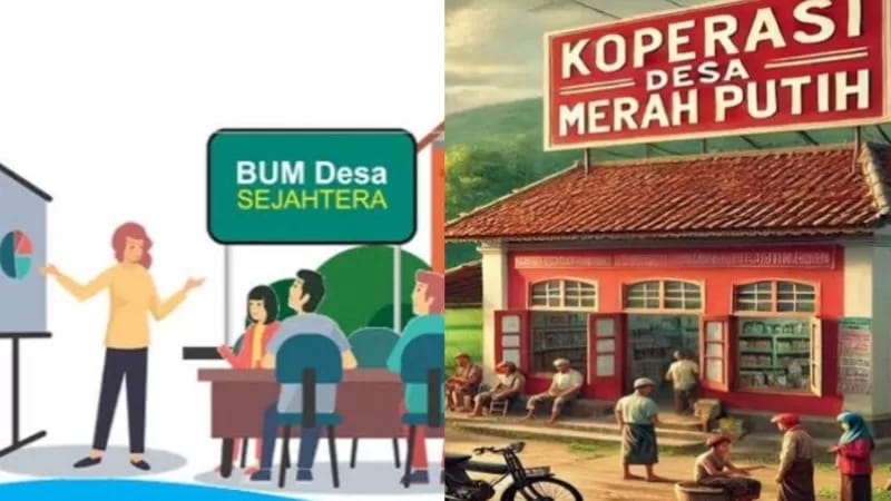 Ilustrasi BUMDes dan Koperasi Desa Merah Putih